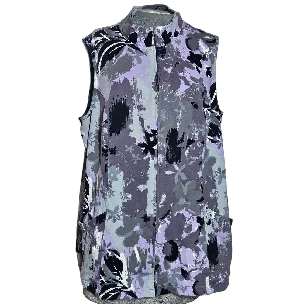Sleeveless Full Zip Vest Size 1X Petite